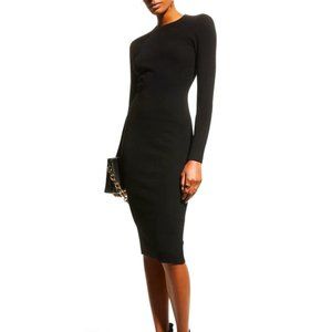 Alice + Olivia Jennifer Ribbed Knit Button Slit Zip Back Dress